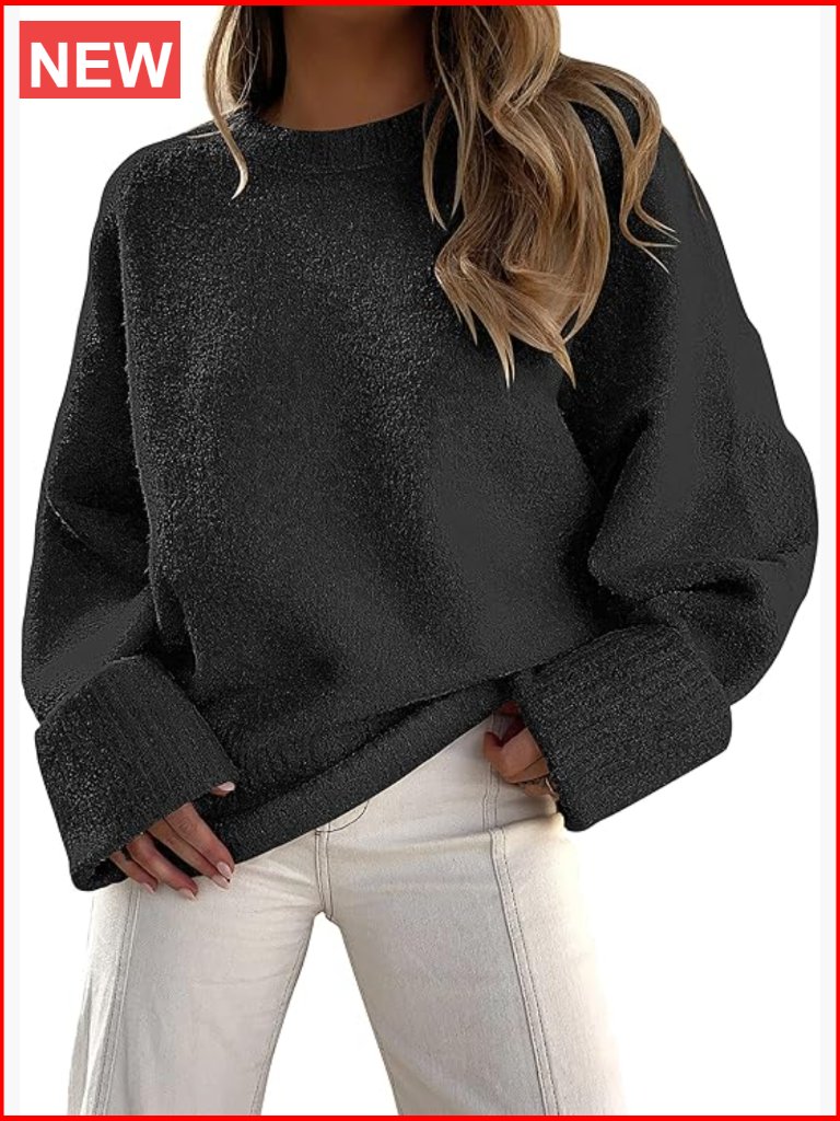 Oversized Fuzzy Knit Chunky Pullover Sweater Long Sleeve Crew Neck